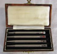 Cased set of 4 silver Bridge pencils marked 'Sterling Silver'