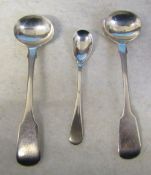 3 silver mustard/salt spoons inc Birmingham 1918 total weight 0.