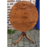 Georgian mahogany tilt top table on tripod legs with boxwood stringing