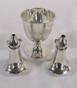 Silver egg cup Birmingham 1946 & 2 small silver salt pots Birmingham 1915 total weight 1.