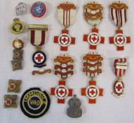 Selection of 1930s British Red cross medals / badges etc