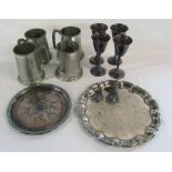 Various silver plate and pewter inc tankards and goblets