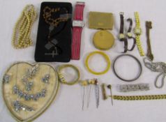 Selection of costume jewellery and watches