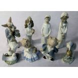 8 Spanish porcelain figures including Nao (some AF)