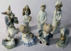 8 Spanish porcelain figures including Nao (some AF)