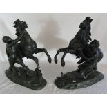 Pair of spelter marley horse figures L 37 cm H 42 cm
