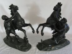 Pair of spelter marley horse figures L 37 cm H 42 cm