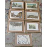 Selection of brass framed prints inc Hyde Park, Tower of London,