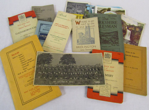 Various ephemera inc Louth guides, OS maps & photograph relating to 1619 L.A.A. Regt Pl R.A.S.