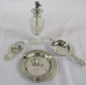 Various silver inc tea strainer Sheffield 1945, ashtray London 1944,