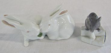 Royal Copenhagen mouse no 510 and pair of rabbits no 518