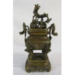 Japanese bronze incense burner with bamboo motif H 35 cm