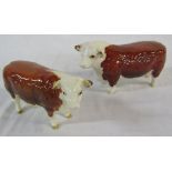Beswick Hereford bull 'CH of Champions' no 1363A and cow no 1360
