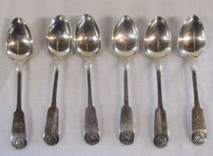 Set of 6 Victorian silver teaspoons Newcastle 1854 and 1856 weight 4.