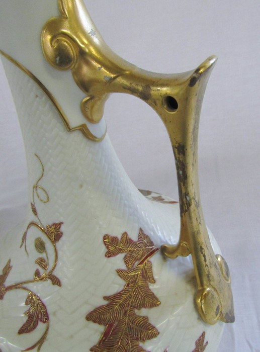 Royal Worcester ivory finish ewer no 1028 (wear to gilt on handle) H 32 cm & Royal Worcester blush - Image 2 of 5