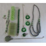 Selection of jade effect jewellery inc silver