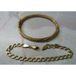 9ct gold bangle and bracelet (both af) total weight 10 g