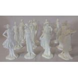 12 Royal Worcester 1920s Vogue Collection blanc de chine figures - 1 with crack to base