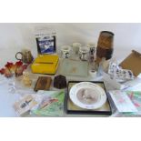 Assorted ceramics and glassware etc inc fishing flys, Red Arrows plates & Ringtons
