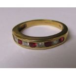9ct gold ruby and diamond eternity ring size O weight 2.8 g