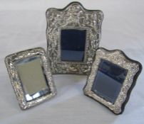 3 small silver photo frames (1 af) 8 x 6 cm, 8.5 cm x 6.5 cm & 12 cm x 9 cm various hallmarks
