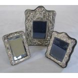 3 small silver photo frames (1 af) 8 x 6 cm, 8.5 cm x 6.5 cm & 12 cm x 9 cm various hallmarks