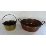 Large copper pan & a jam pan