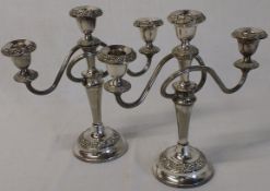 Pair of silver plated metamorphic candelabras