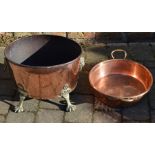 Copper & brass log basket & a 2 handled bowl