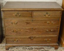 Georgian oak chest of drawers on bracket feet. Ht 85cm W 102cm