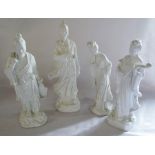 4 Blanc de Chine Oriental figures H 30 cm  and 26 cm