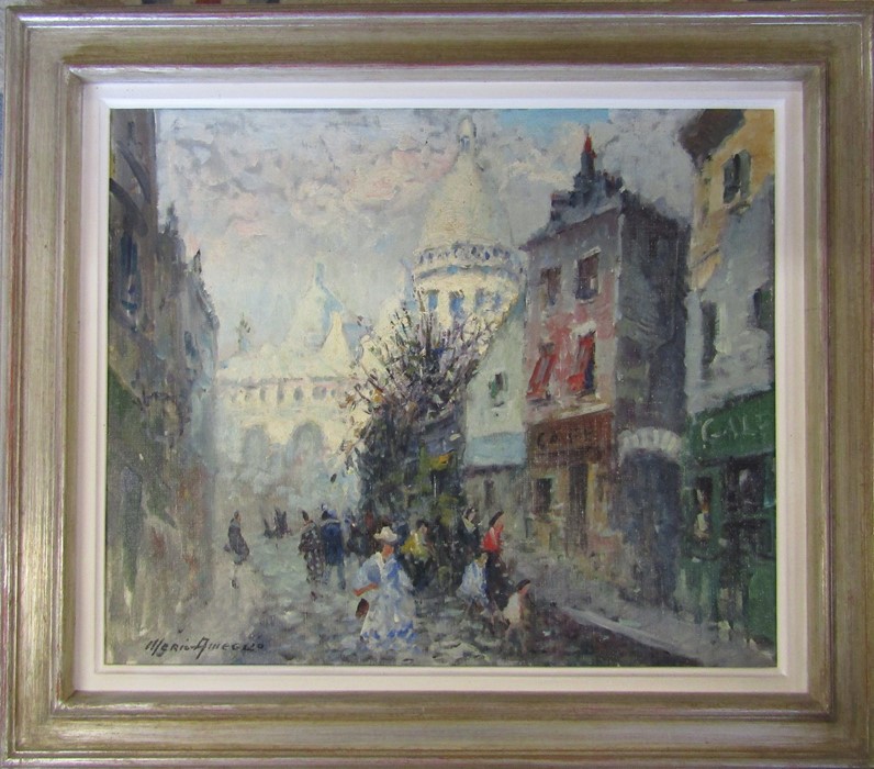 Framed oil on canvas 'Sacre Coeur' by Merio Ameglio (1897-1970)