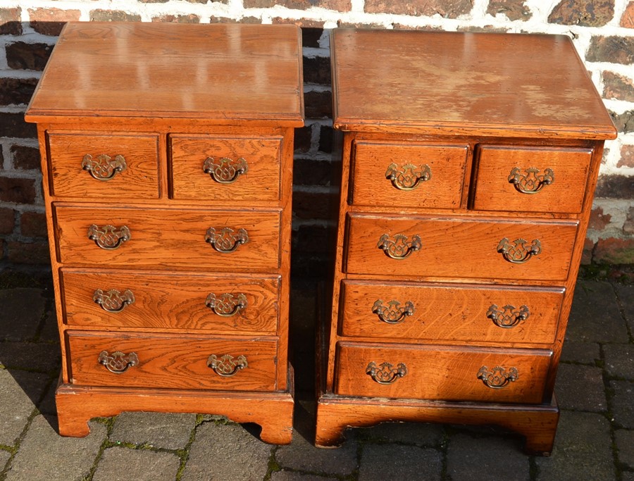 Pair of reproduction Georgian oak bedside cabinets