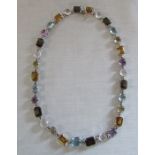 Silver multi gem necklace inc quartz, citrines, amethysts and topaz etc length 43 cm marked 925 with