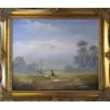 Gilt framed oil on canvas of a pheasant by David Waller (b.1945) 36 cm x 31 cm (size including