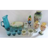 Selection of ceramics and glassware inc Murano style clown
