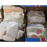 2 boxes of linen and vintage tablecloths