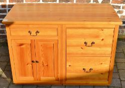 Pine cupboard and filing cabinet