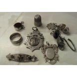 Various silver and white metal inc ring Birmingham 1897, cricket medal Birmingham 1897, fob