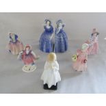Selection of small Royal Doulton and Katzhutte figurines inc Bedtime, Dinky Do, Tinkle Bell & Lily