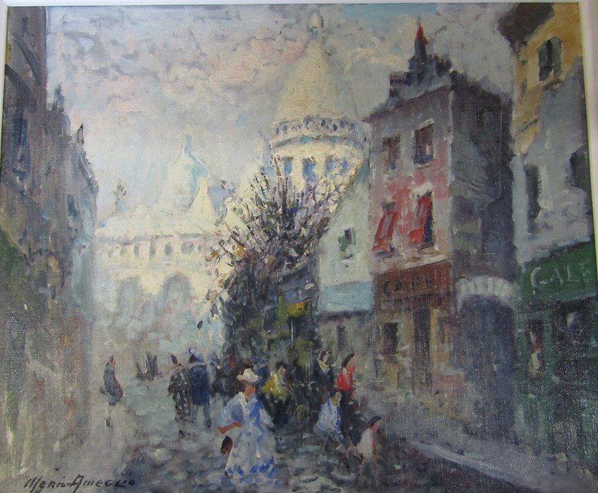Framed oil on canvas 'Sacre Coeur' by Merio Ameglio (1897-1970) - Image 3 of 3