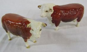 Beswick Hereford bull 'CH of Champions' no 1363A and cow 1360