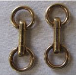 Pair of 9ct gold snaffle bit style cufflinks L 37 mm total weight 9.9 g