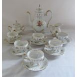 Continental / German porcelain coffee set with Dresden style marks