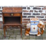 Regency style bedside cabinet & a ceramic elephant seat