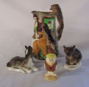 Beswick Barney figure from The Flintstones, reproduction Burleigh Ware 'Old feeding time' jug & 2