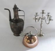 Candelabra, kettle & Turkish style water jug