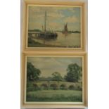 2 Clive Browne oil paintings - Newsham Lake and Burton Stather 25.5 cm x 21 cm (size including