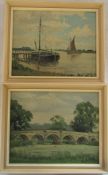 2 Clive Browne oil paintings - Newsham Lake and Burton Stather 25.5 cm x 21 cm (size including