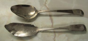 Silver butter knife /server (af) Dublin 1811 weight 1.12 ozt & spoon London 1790 weight 1.24 ozt